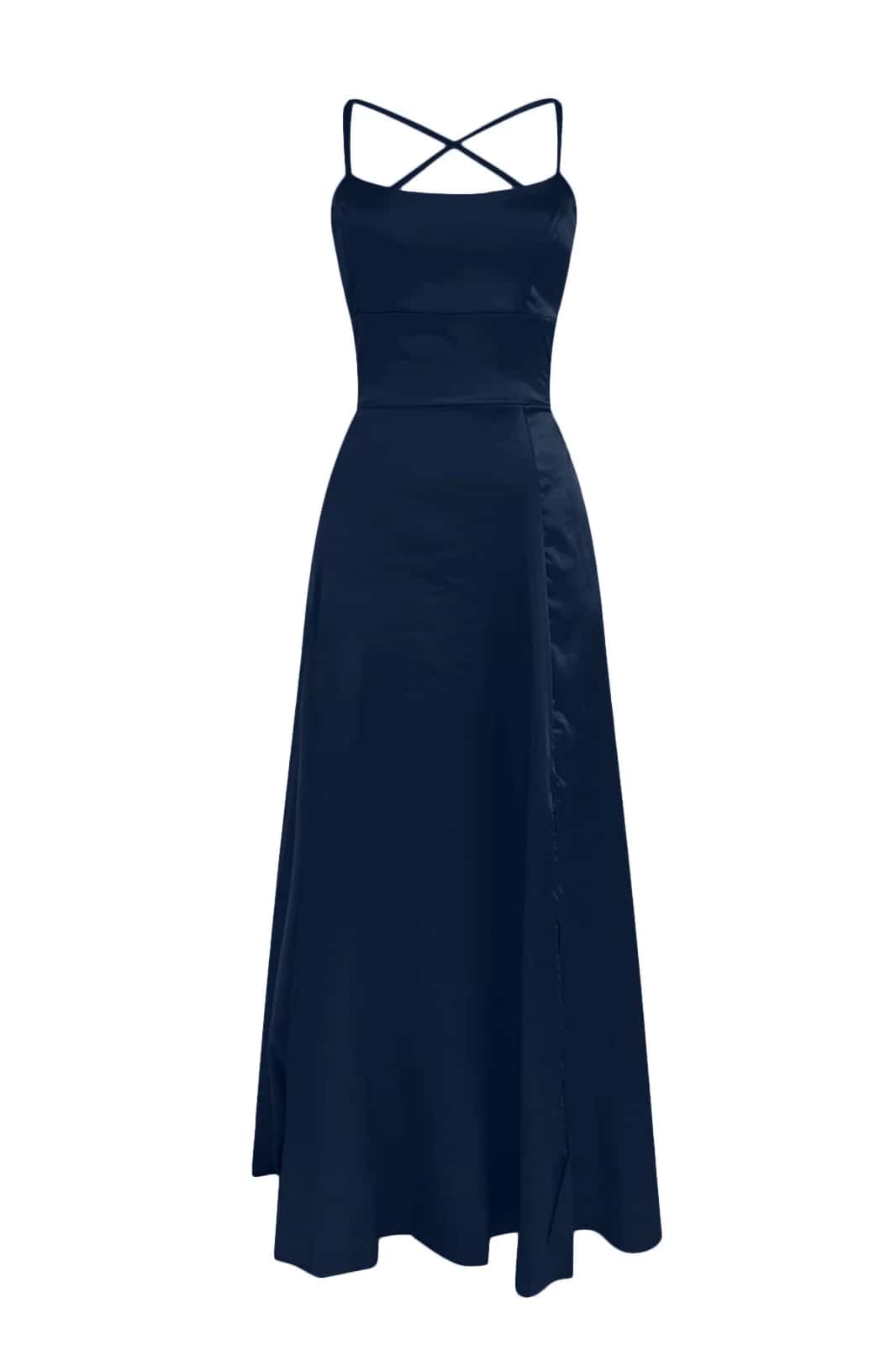 Burgundy Satin Straps A-line Prom Dress