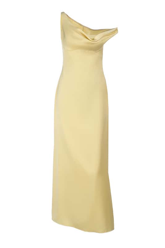One Shoulder Fuchsia Satin Fitted Long Maxi Dress