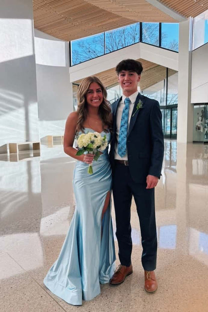 Dark Green Double Keyholes Satin Mermaid Prom Dress