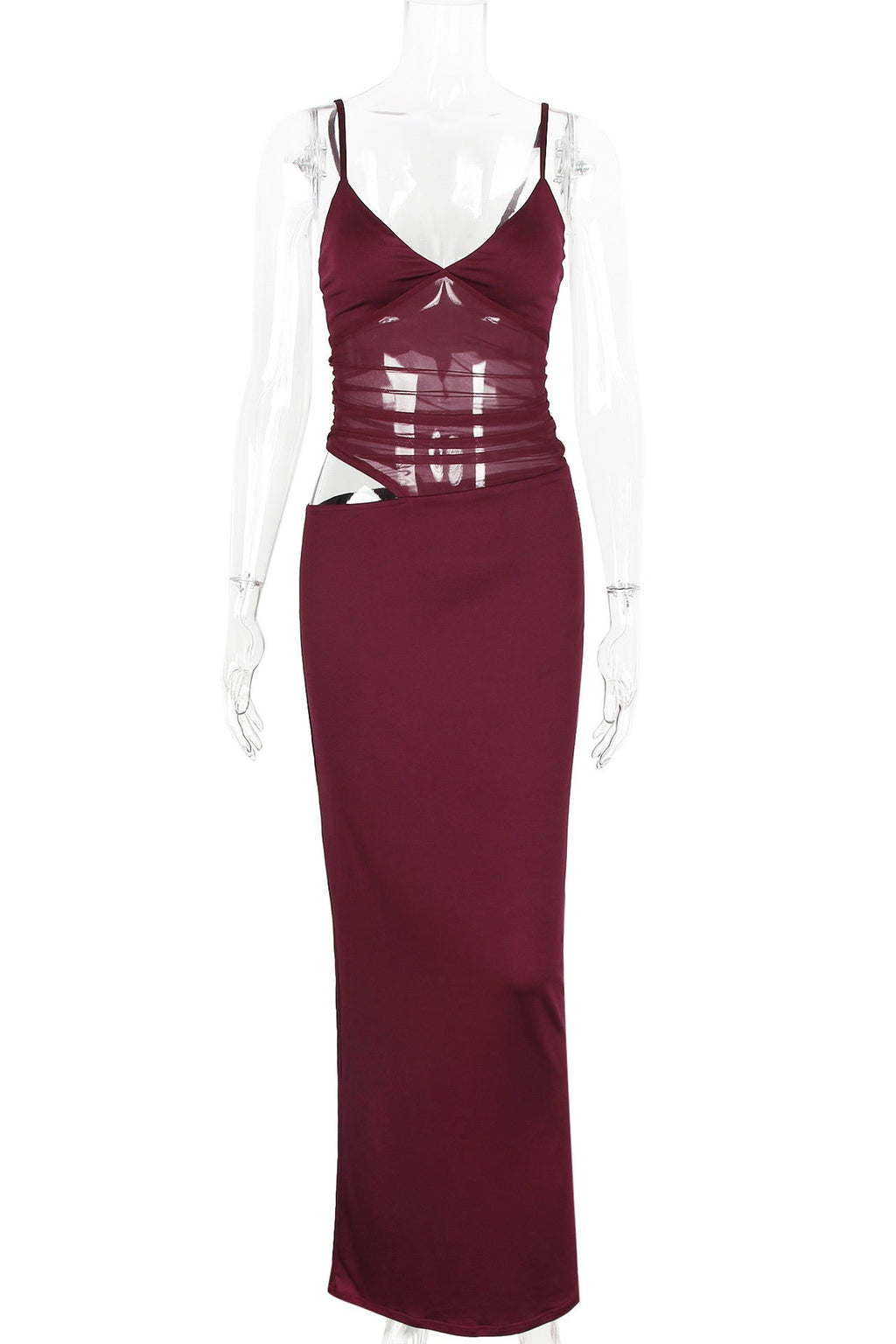 Navy Blue Sheer Cutout Fitted Dress