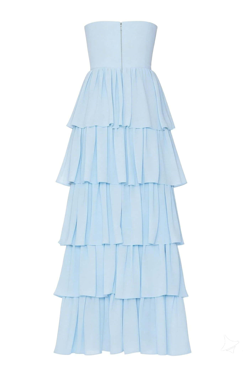 Light Blue Chiffon Sweetheart Ruffle Long Dress