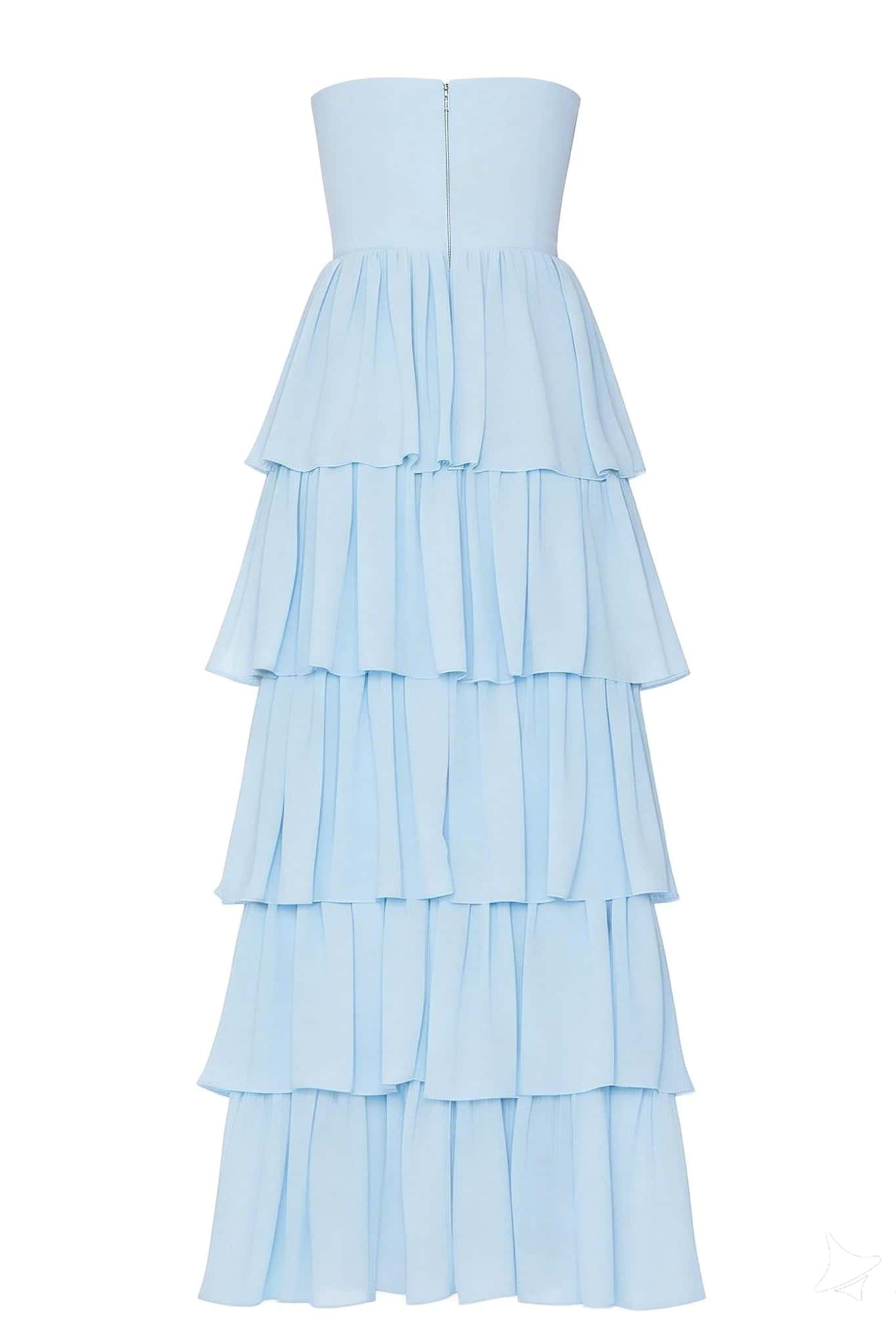 Light Blue Chiffon Sweetheart Ruffle Long Dress