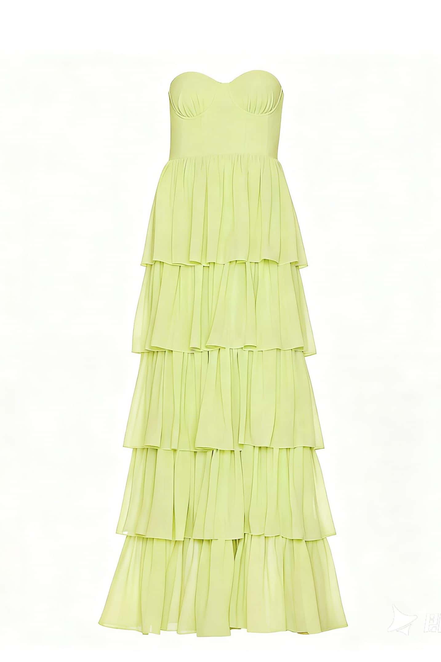 Light Blue Chiffon Sweetheart Ruffle Long Dress