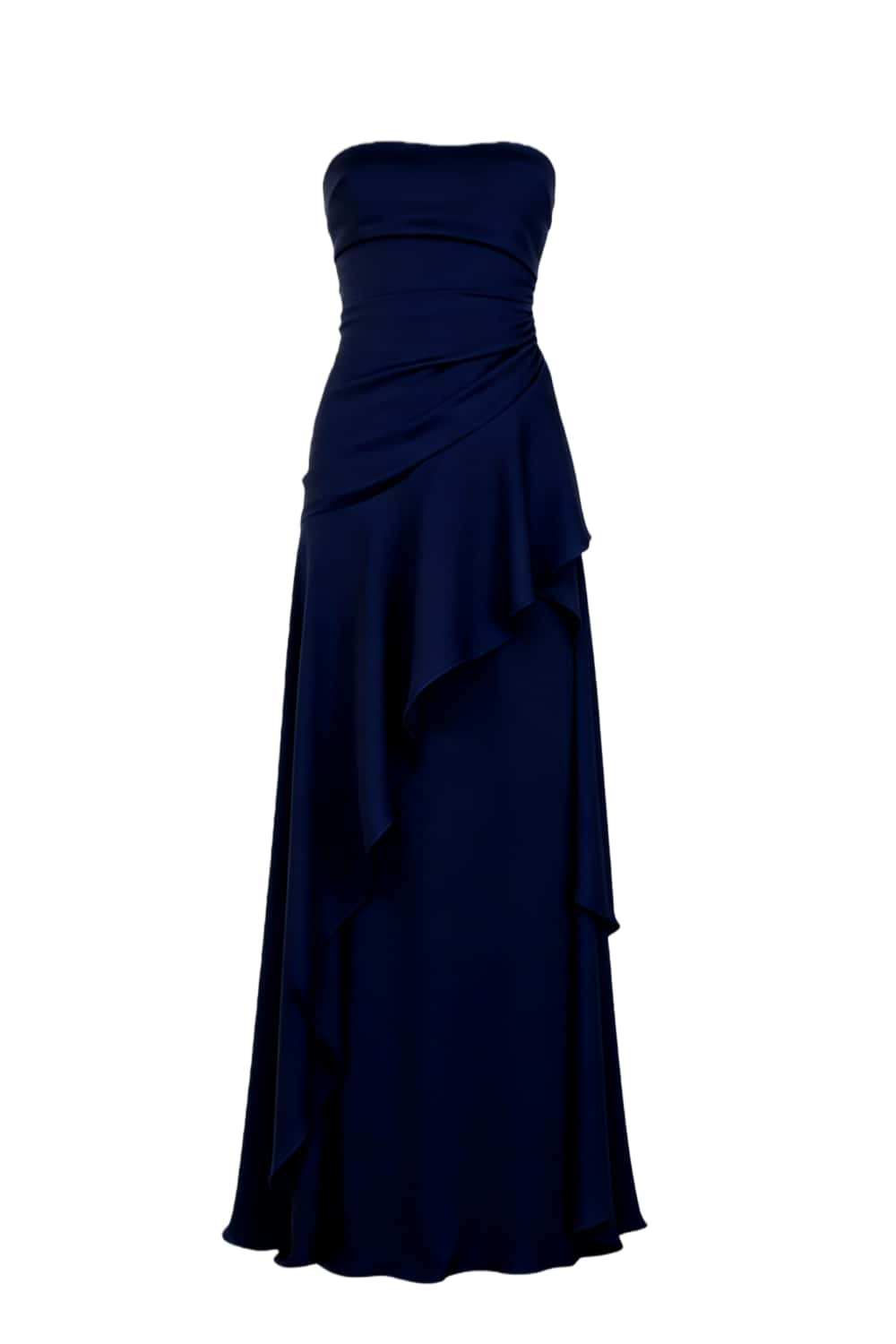 Lime Green Strapless Ruched Slit Dress