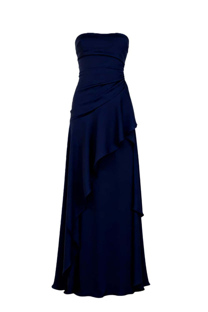 Lime Green Strapless Ruched Slit Dress