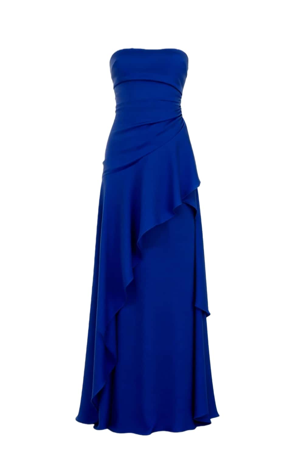 Lime Green Strapless Ruched Slit Dress