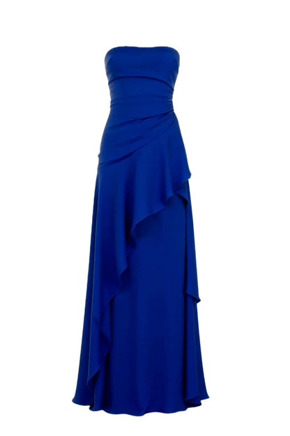 Lime Green Strapless Ruched Slit Dress