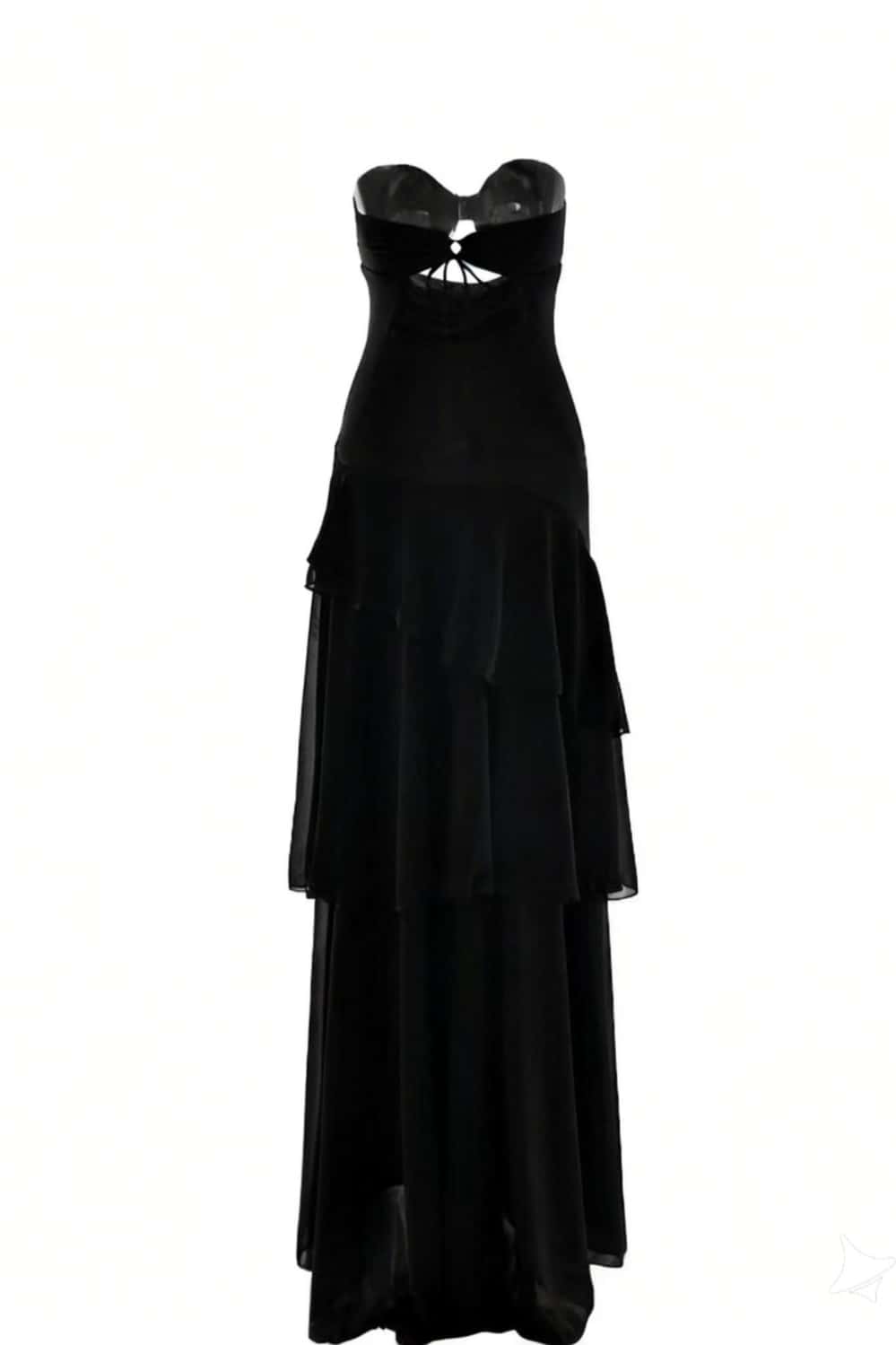 Keyhole Yellow Chiffon Ruffle Maxi Dress