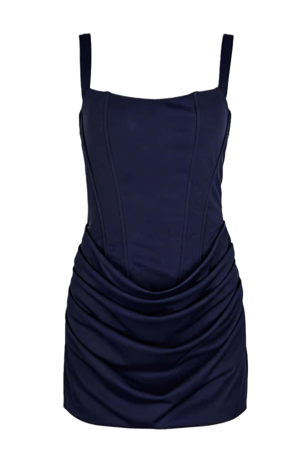 Brown Square Neck Ruched Tight Short Dress