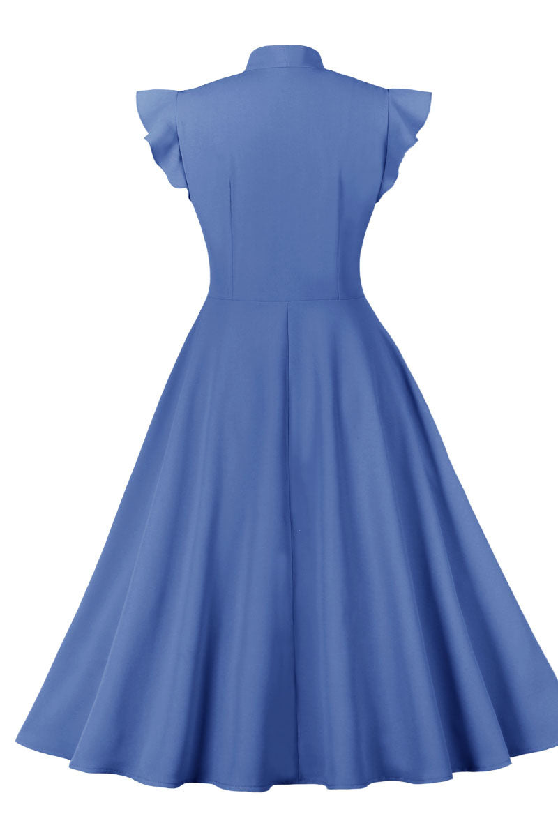 Flare Sleeves Purple Short Dress