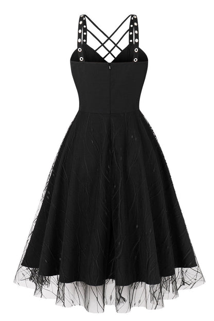 Lace-Up Black Witch Dress for Halloween