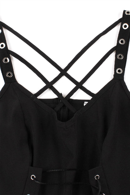 Lace-Up Black Witch Dress for Halloween