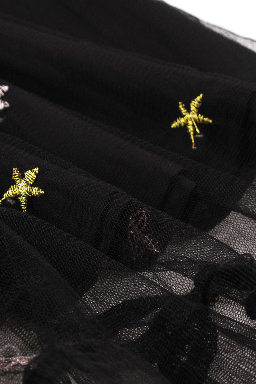 Black Mesh Short Dress with Sequin Stars