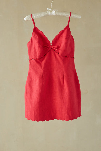 Paulina Scallop Linen Mini Dress