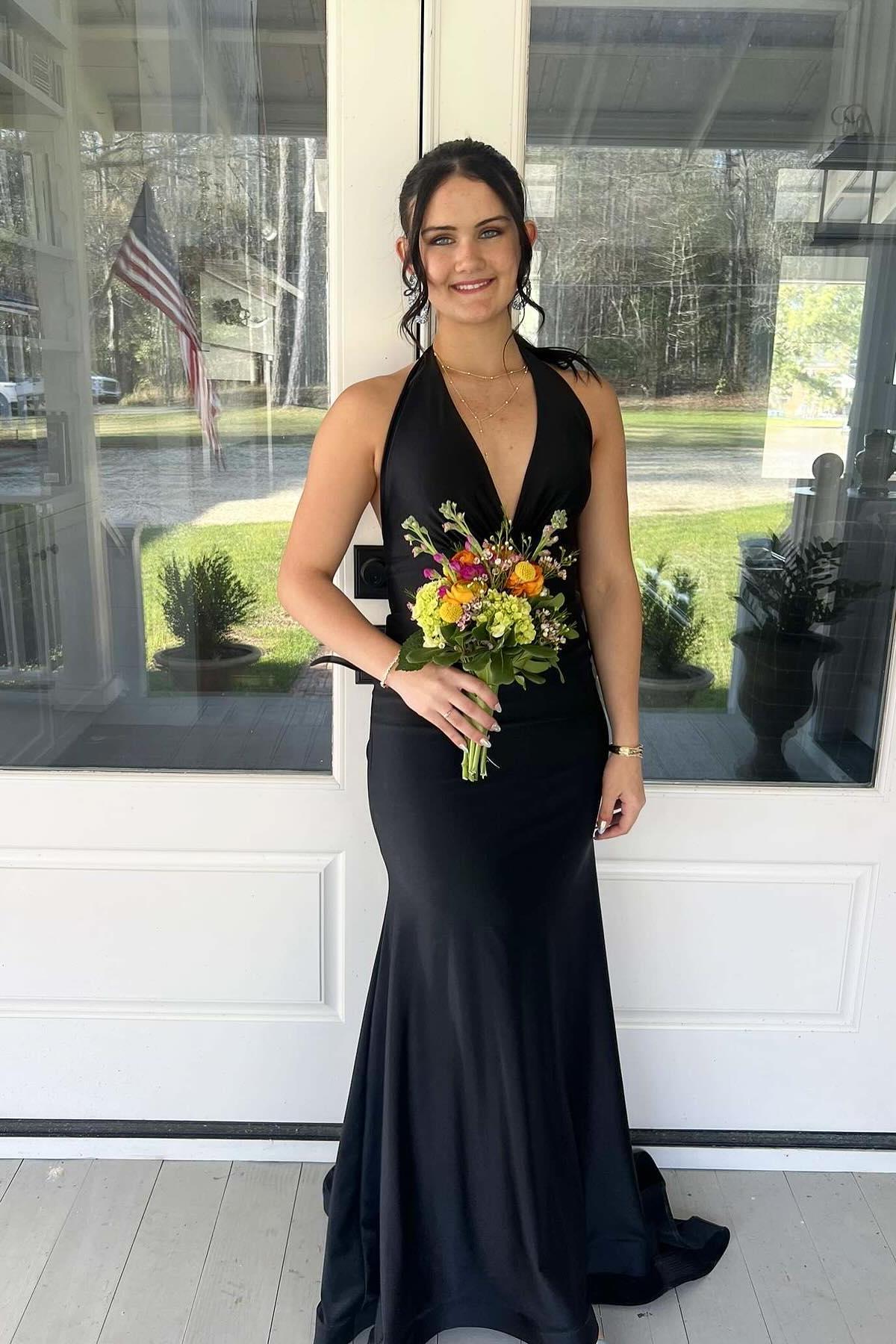 Halter Sage Fitted Long Formal Dress