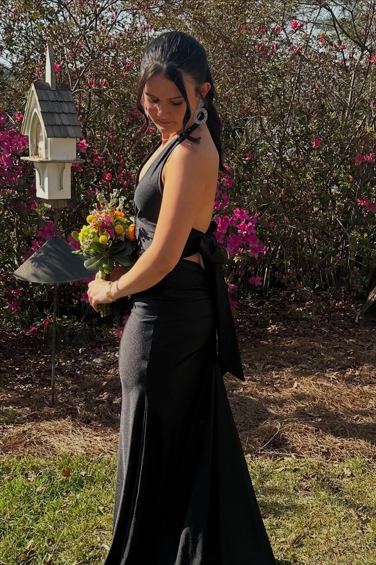 Halter Sage Fitted Long Formal Dress