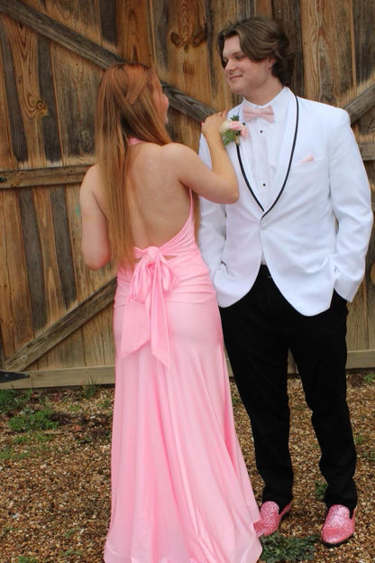Halter Sage Fitted Long Formal Dress
