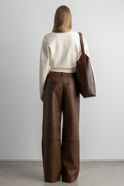 VEGAN LEATHER STRAIGHT LEG PANT