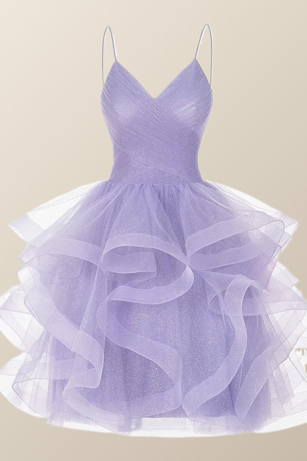 Lavender Ruffles Short A-line Party Dress