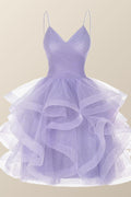 Lavender Ruffles Short A-line Party Dress
