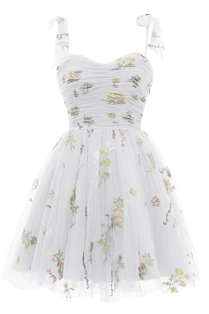 Lavender A-line Floral Short Princess Dress