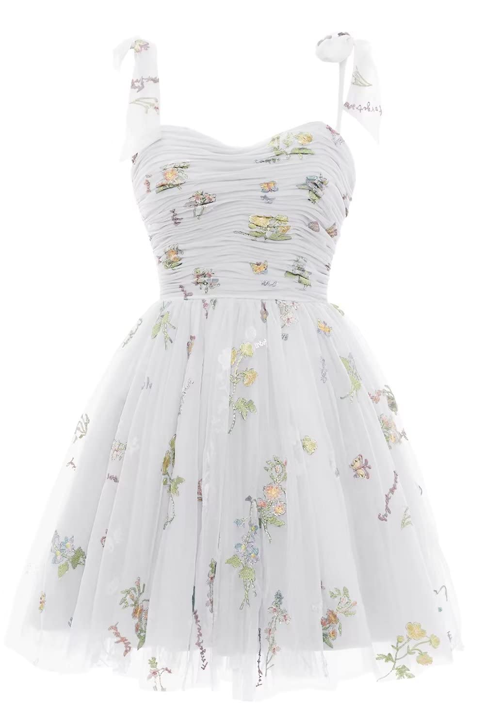 Blue A-line Floral Short Princess Dress