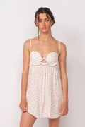 Drew White and Pink Floral Babydoll Cami Mini Dress