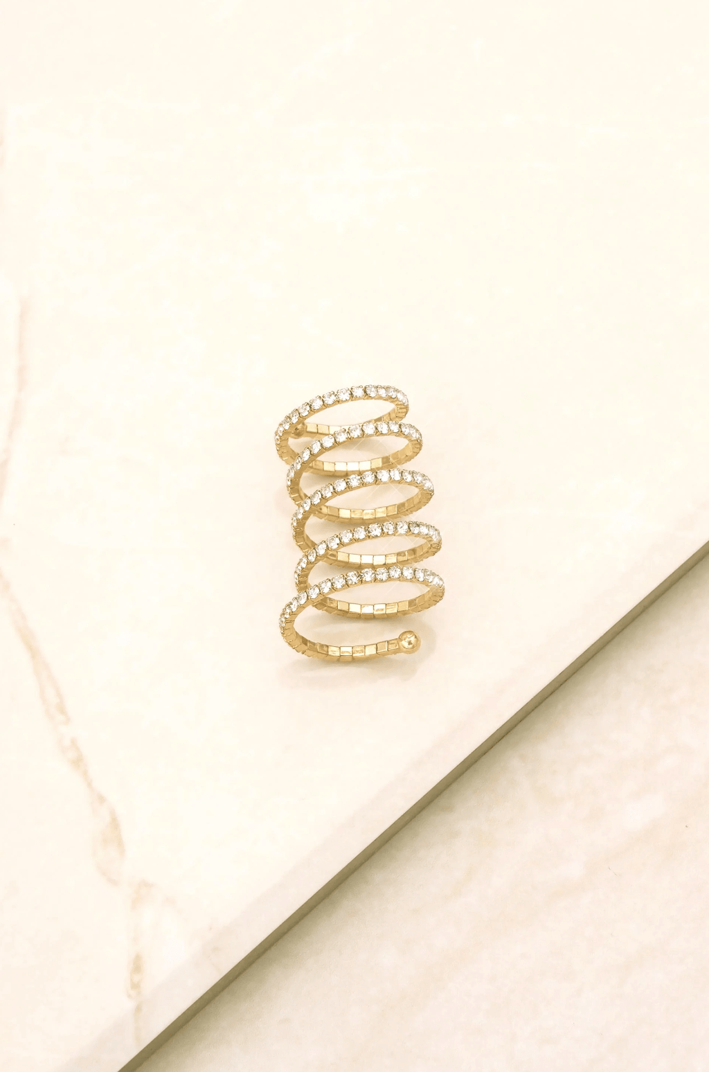 Ettika Spiral Down Crystal & Gold Ring