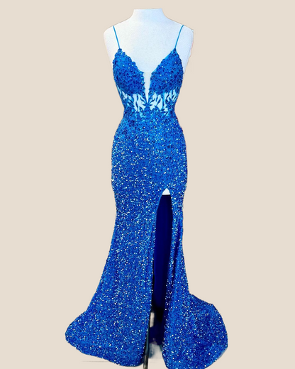 Emerald Green Sequin Mermaid Long Party Dress