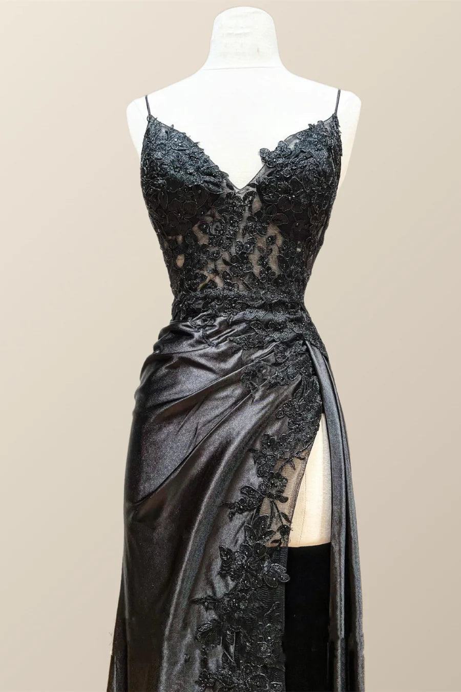 Navy Blue Appliques Mermaid Long Formal Dress