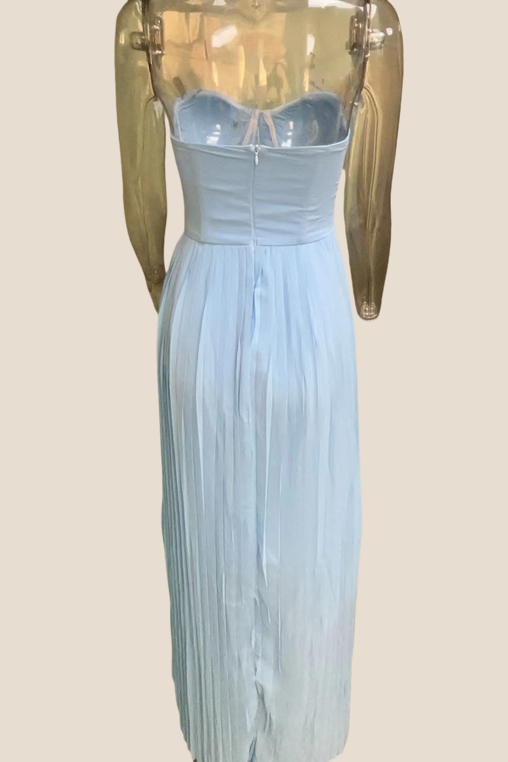 Bustier Blue Pleated A-line Long Dress