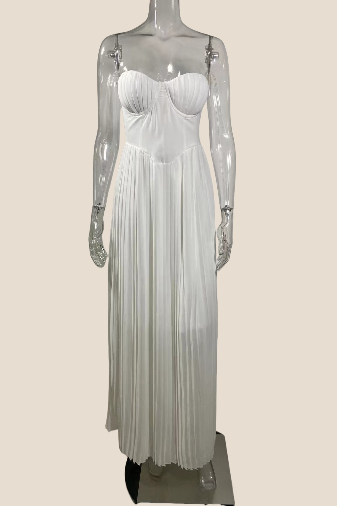 Bustier Blue Pleated A-line Long Dress