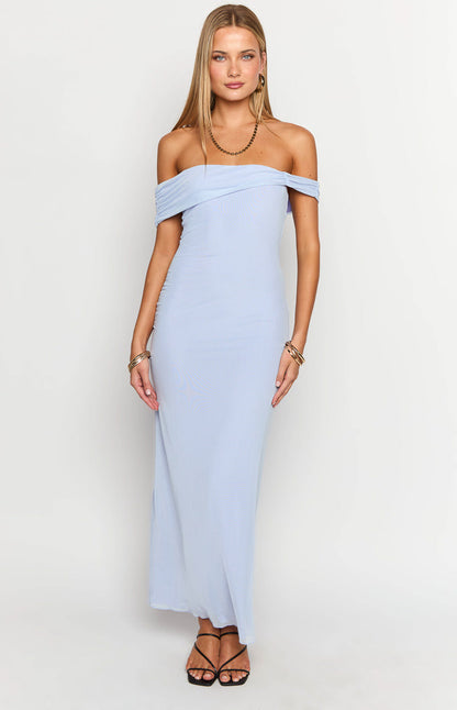 Vino Lilac Off The Shoulder Maxi Dress