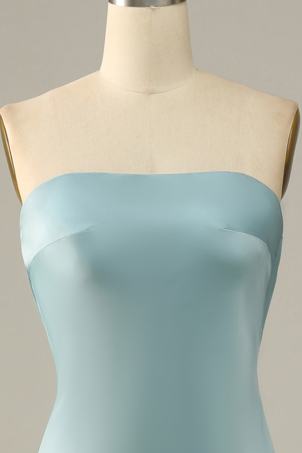 Grey Blue Satin Mermaid Bridesmaid Dress