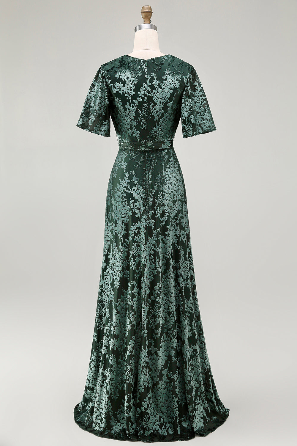 V-Neck Dark Green Mother of Bride Dress with Slit