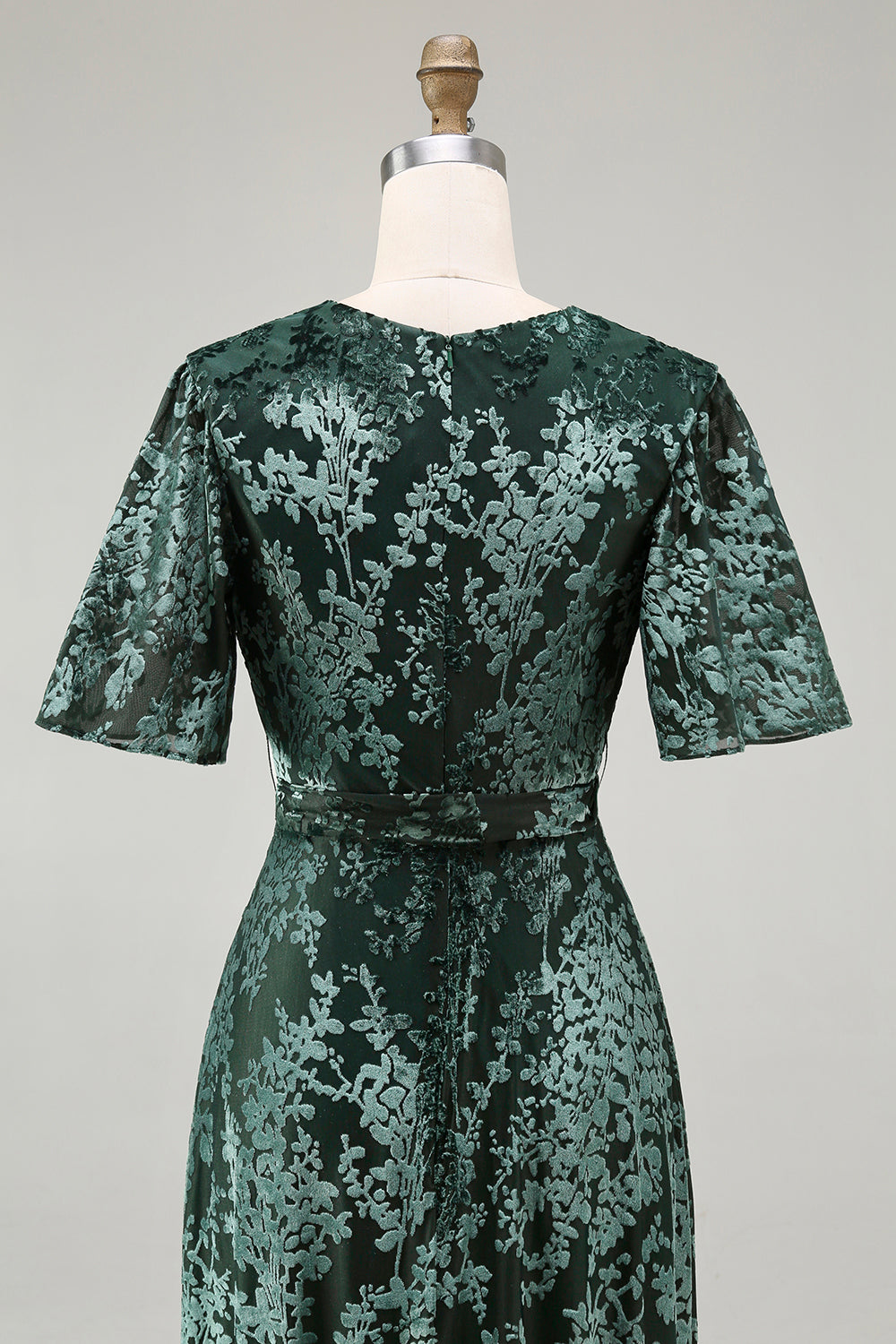 V-Neck Dark Green Mother of Bride Dress with Slit