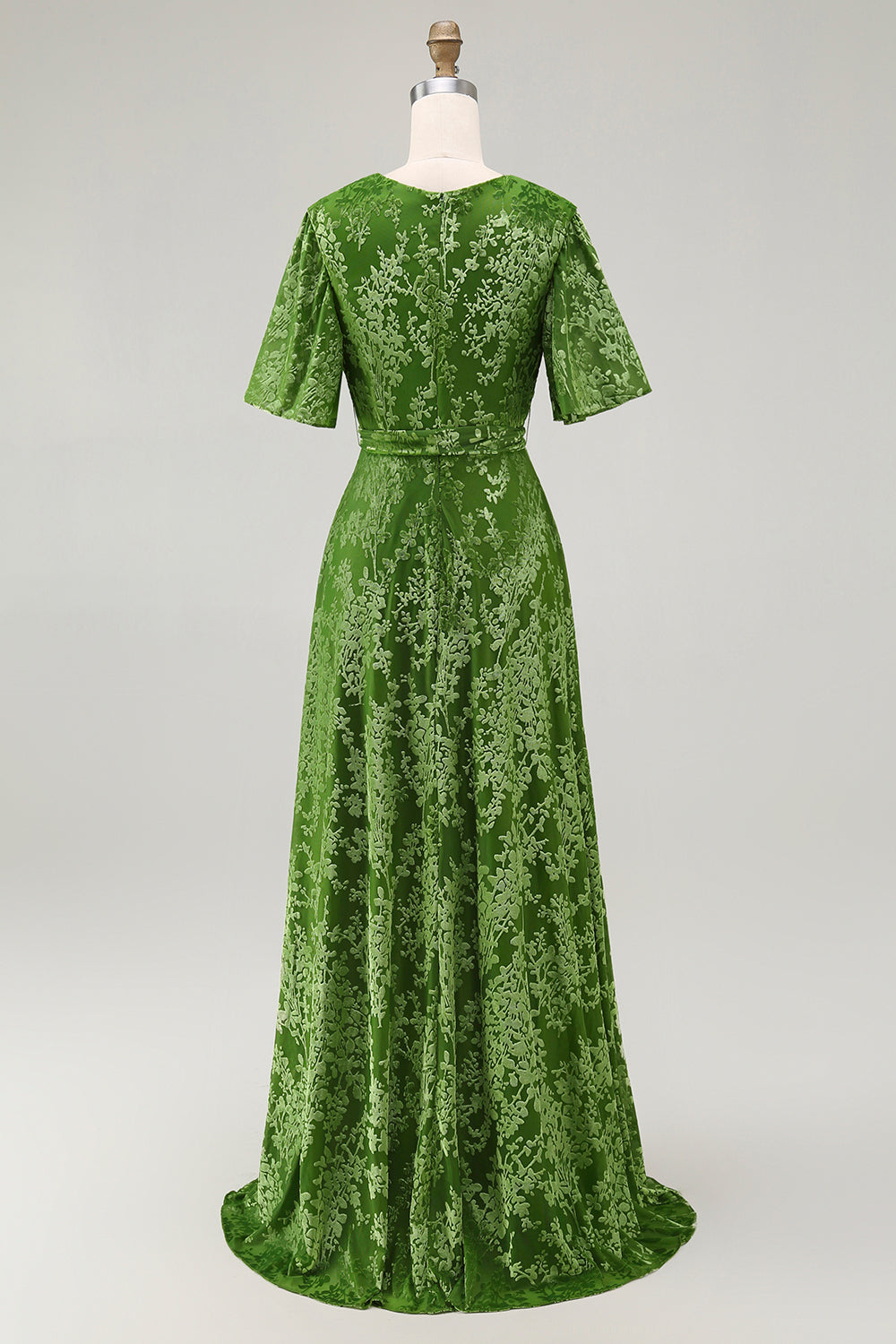 V-Neck Dark Green Mother of Bride Dress with Slit