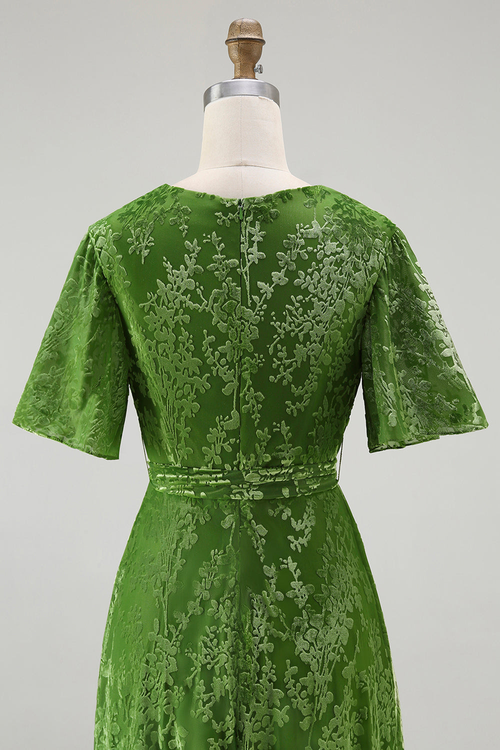 V-Neck Dark Green Mother of Bride Dress with Slit