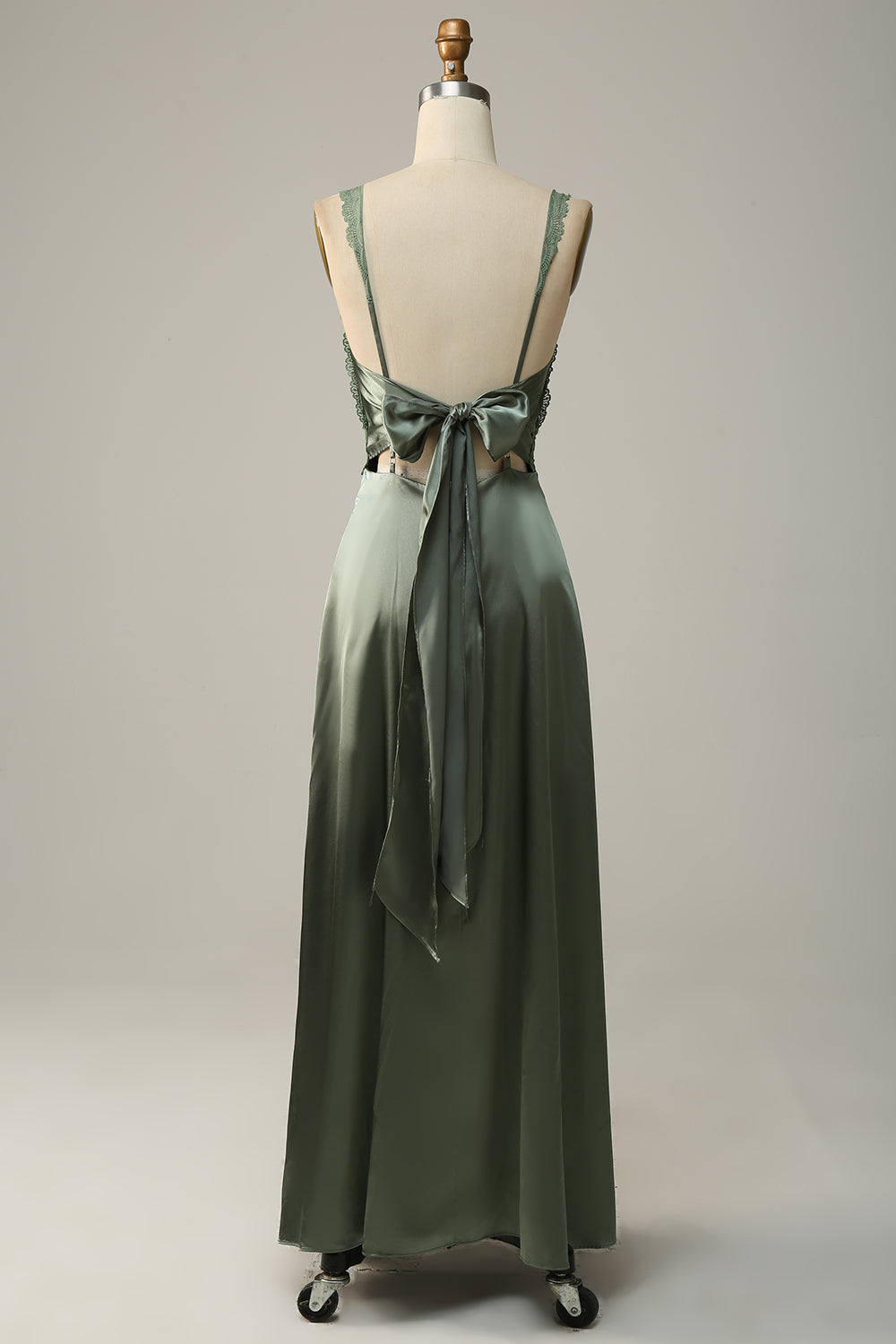 Eucalyptus V Neck Long Bridesmaid Dress