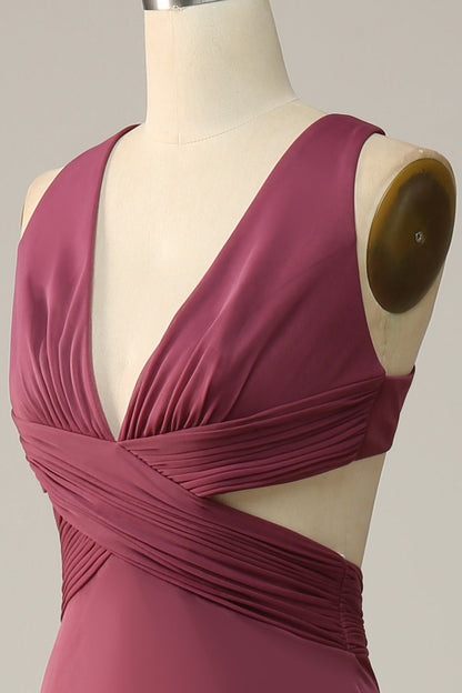 V neck Corss Back Desert Rose Plus Size Bridesmaid Dress