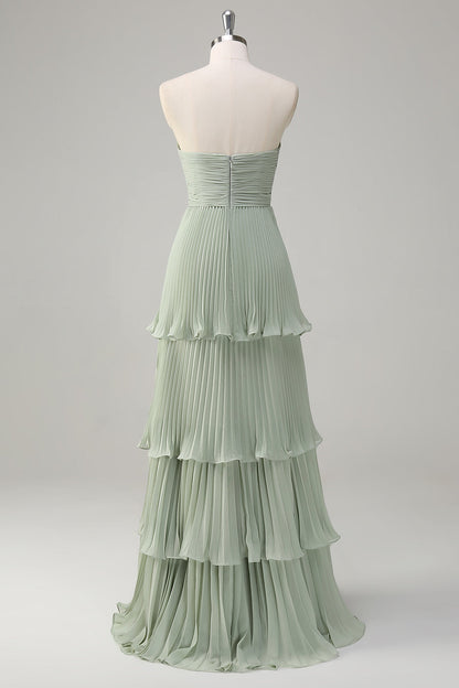 Strapless Sky Blue Prom Dress with Pleated