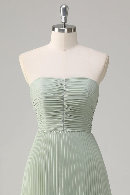 A-Line Sweetheart Lilac Tiered Chiffon Long Bridesmaid Dress with Pleated