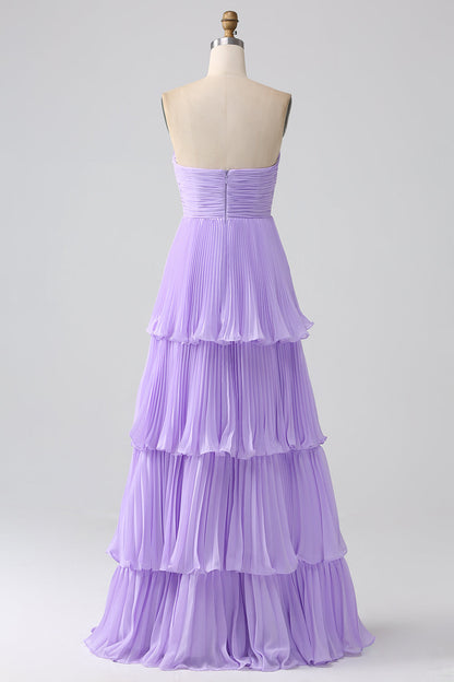 Strapless Sky Blue Prom Dress with Pleated