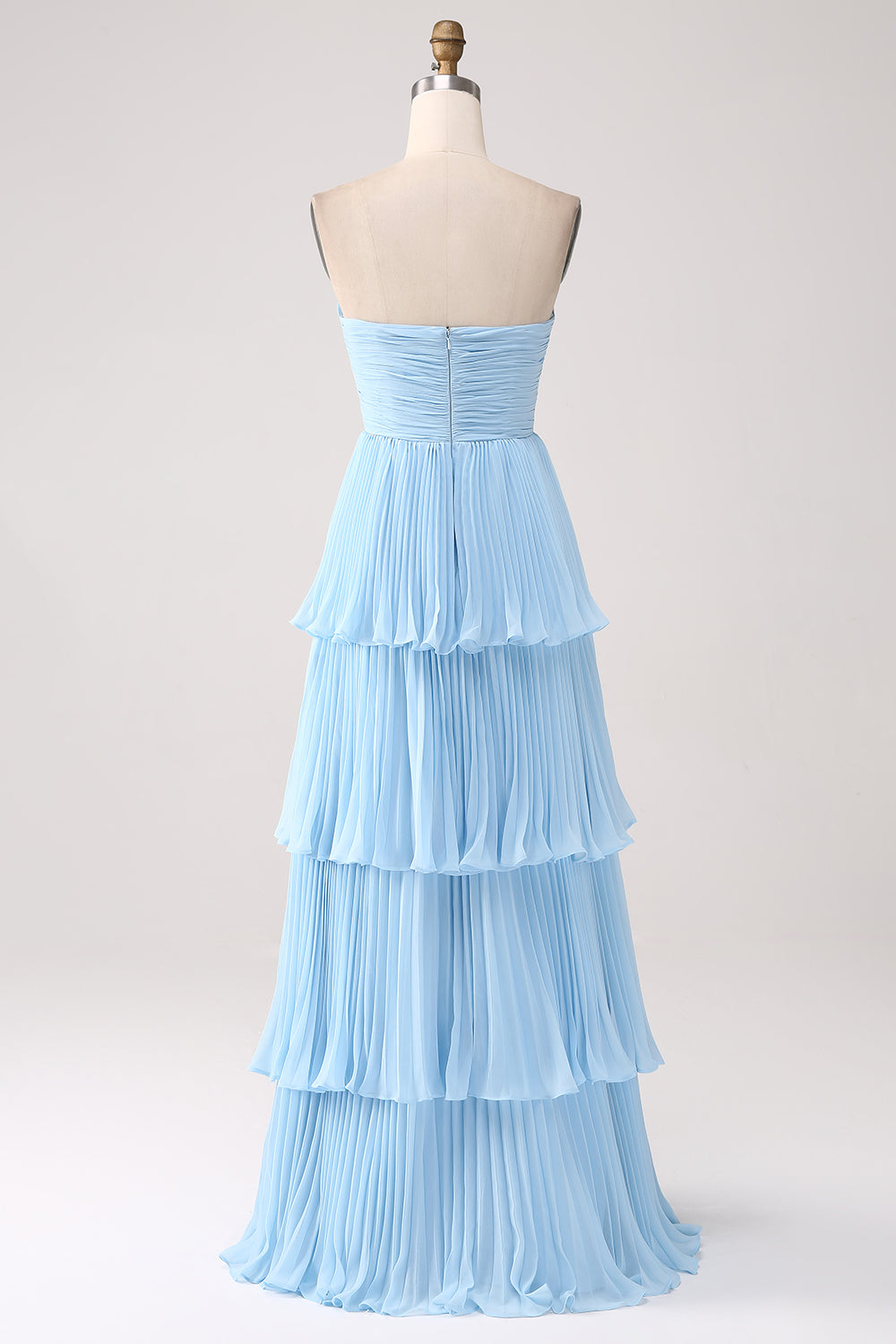 A-Line Sweetheart Lilac Tiered Chiffon Long Bridesmaid Dress with Pleated