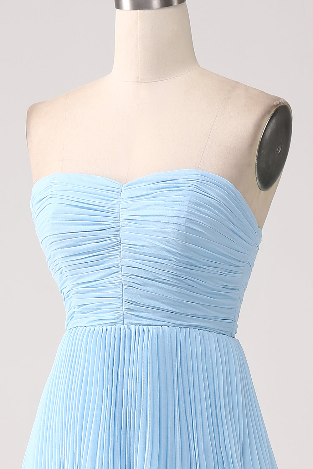 A-Line Sweetheart Lilac Tiered Chiffon Long Bridesmaid Dress with Pleated