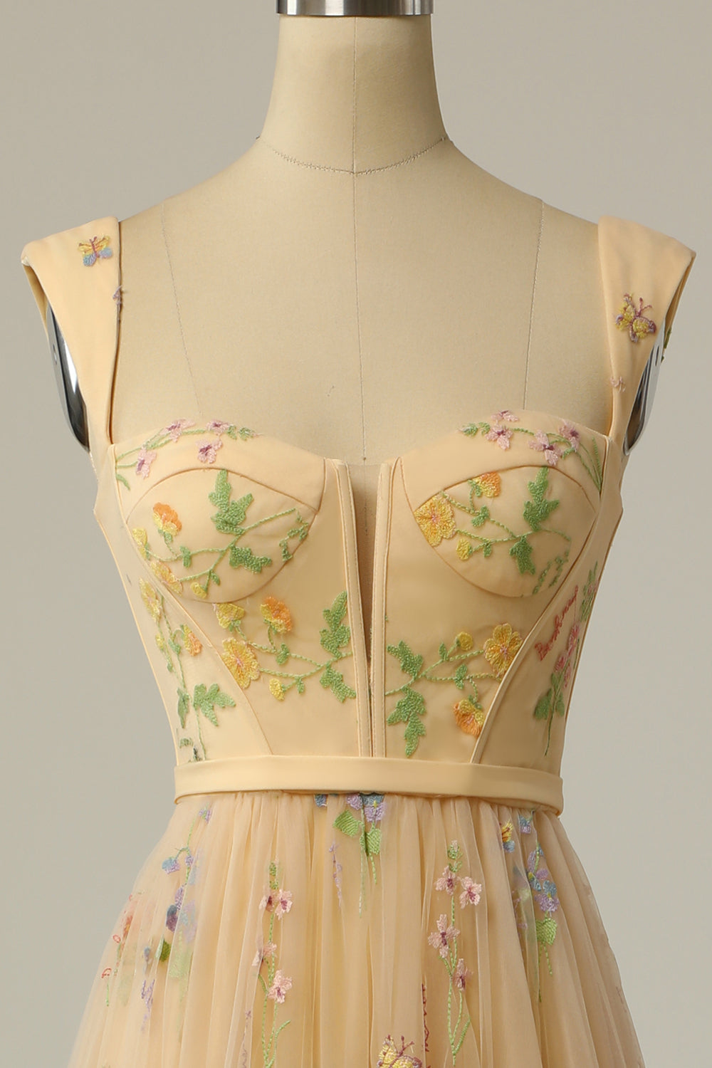 Green Embroidered A-line Midi Dress
