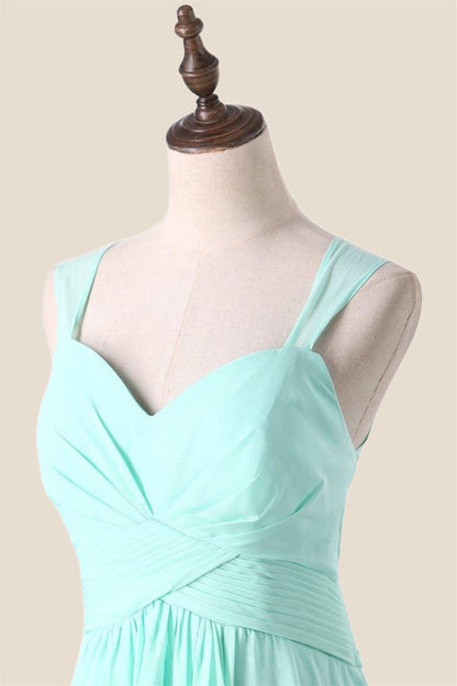 Aqua Chiffon A-line Long Bridesmaid Dress