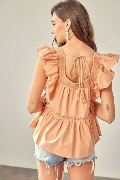 Dani Apricot Ruffle Babydoll Top