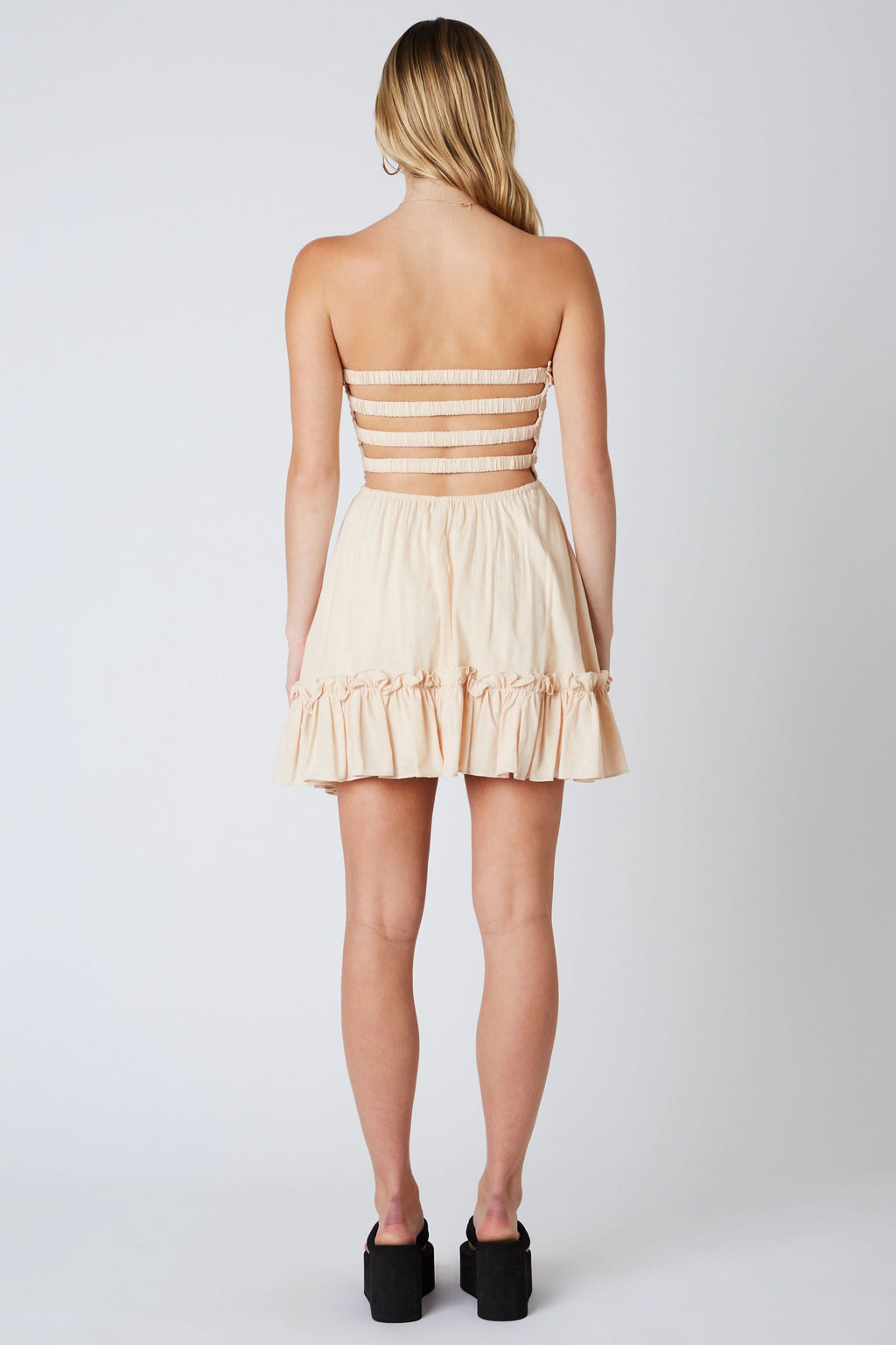 Eileen Ecru Strapless Mini Dress