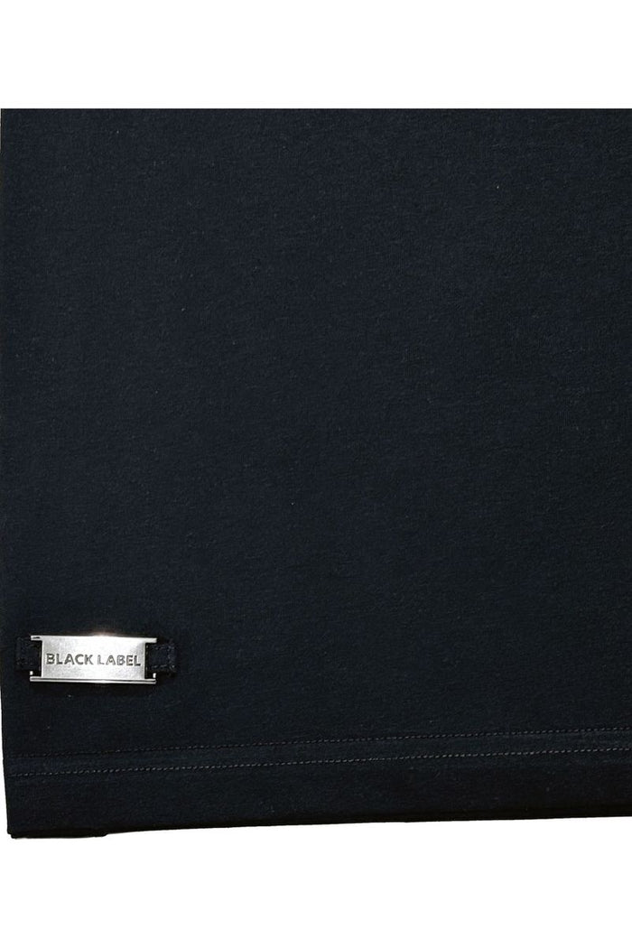 Black Label Milano premium T-shirt in black, featuring a classic fit and soft cotton fabric, displayed flat on a white background.
